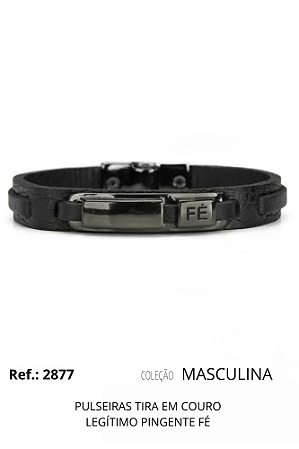 Pulseira em couro legítimo pingente Fé