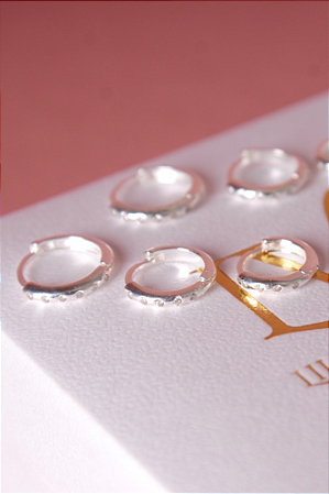 Trio de brincos liso com ponto de luz, prata 925