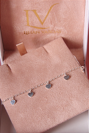 Pulseira com pingente coração prata 925