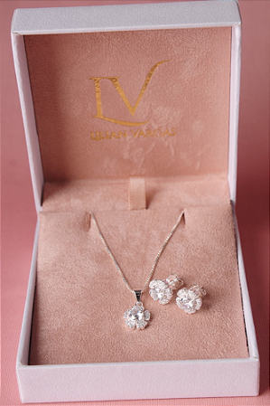 Conjunto colar e brincos Flor