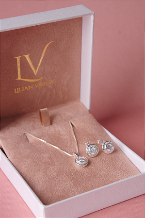 Conjunto colar e brinco pizza