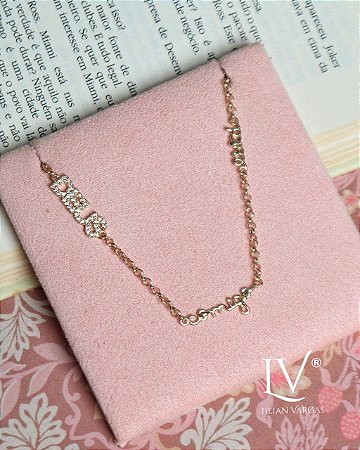 Colar Deus comigo está, corrente elo português