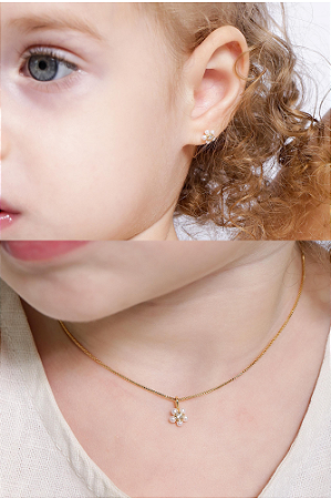 Conjunto colar e brincos perolinha