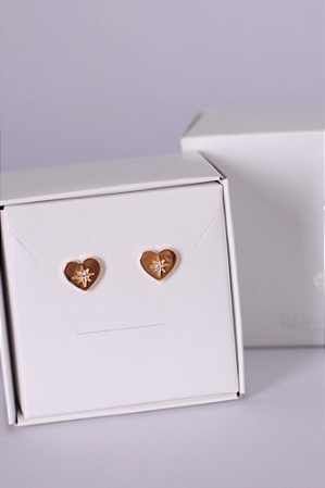 Brinco coração liso com ponto de luz