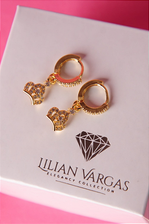 Brinco argola click coroa