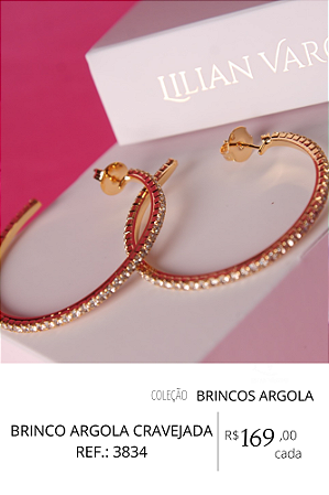 Brinco argola com tarraxa cravejada