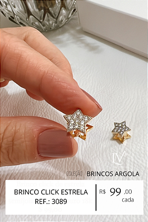 Brinco de argola click estrela