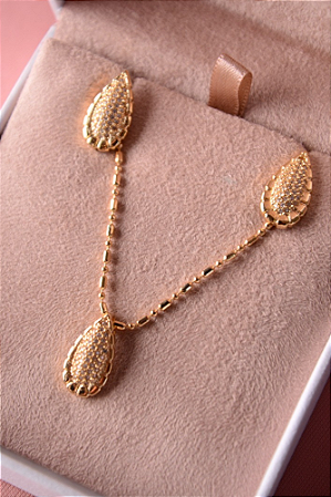 Conjunto colar e brinco gota cravejada