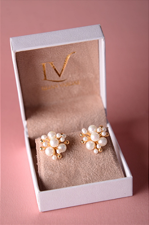 Brincos cascata de pérolas