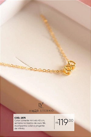 Colar mini elo com pingente do infinito