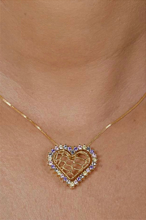 Colar pingente coração  45 cm + 8 cm extensor