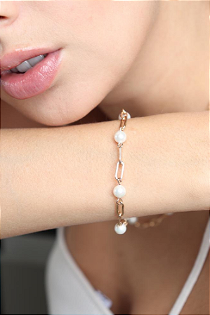 Pulseira elo cartier com pérolas