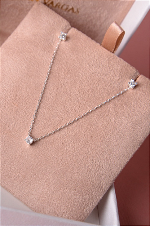 Conjunto colar e brinco ponto de luz prata 925