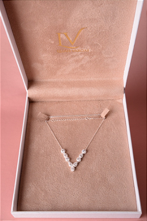 Colar prata cravejado