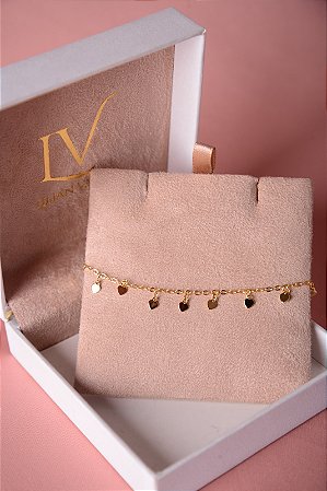 Pulseria de coração em banho de ouro 18k
