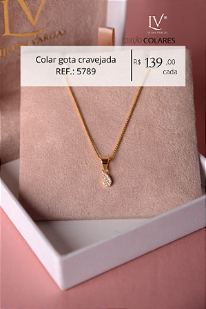 Colar veneziana com gota cravejada
