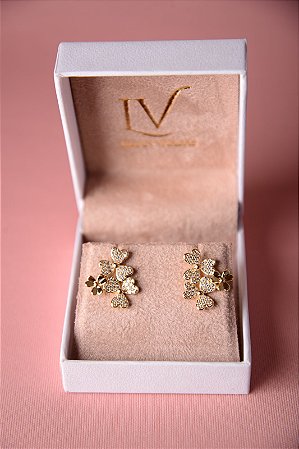 Brinco flores cravejadas