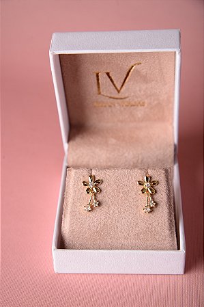 Brinco flor com pontos de luz