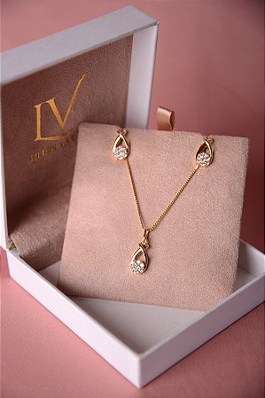 Conjunto colar e brincos gotas