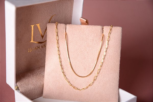 Colar duplo banhado a ouro 18k