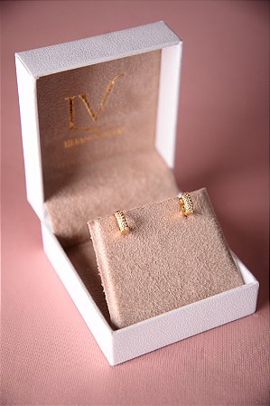 Brincos de argola pequena cravejada