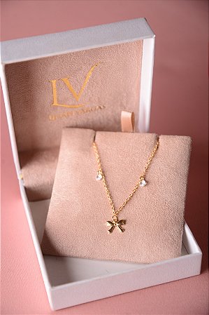 Colar infantil lacinho com pontos de luz