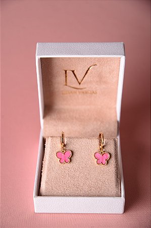 Brinco infantil borboleta rosa