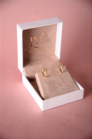 Brinco de argola listrado com ponto de luz