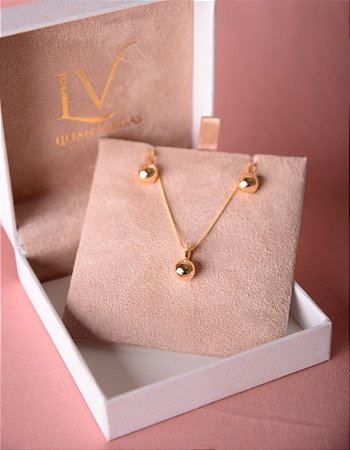 Conjunto colar e brinco esferas