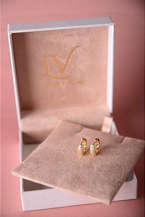 Brinco de argola cravejada