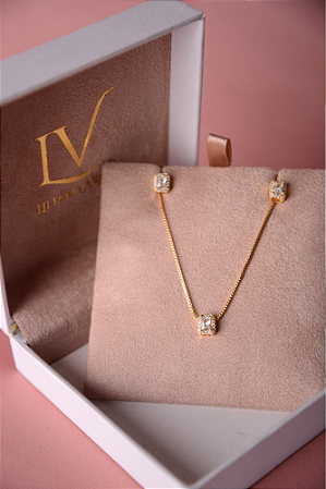 Conjunto colar e brinco cravejado