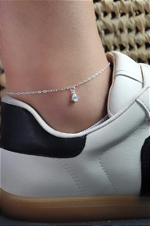 Tornozeleira gota de luz prata 925
