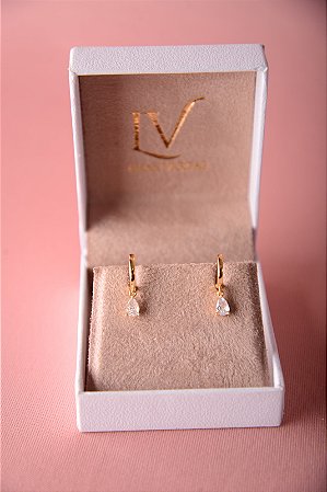 Brinco argola com pingente gota