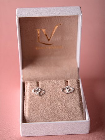 Brinco corações prata 925