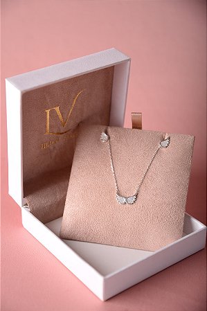 Conjunto asas prata 925