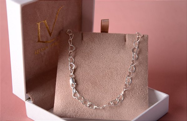 Pulseira corações entrelaçados prata 925