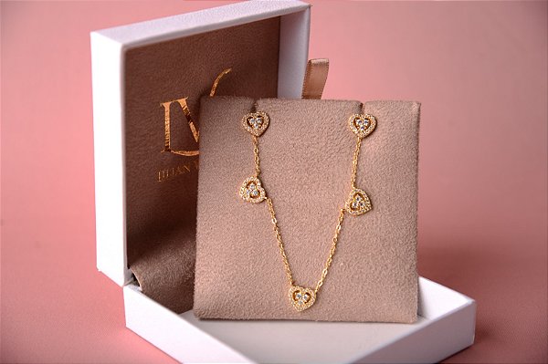 Conjunto coração cravejado