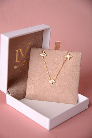Conjunto colar e brinco estrela
