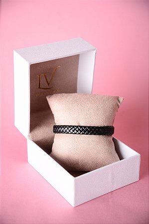 Pulseira masculina trança couro