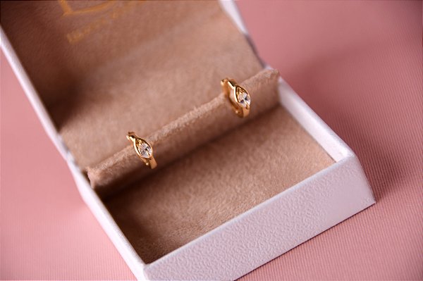 Brinco de argola com gota cristal