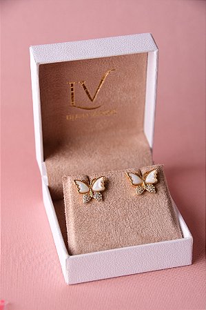 Brinco borboleta madrepérola