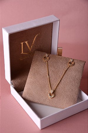 Conjunto colar e brinco coração