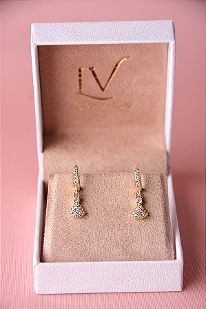 Brinco argola cravejado