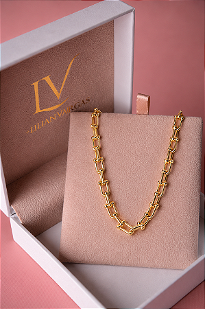 Colar Elo com Esferas Banhado a Ouro 18K – Corrente Feminina Moderna