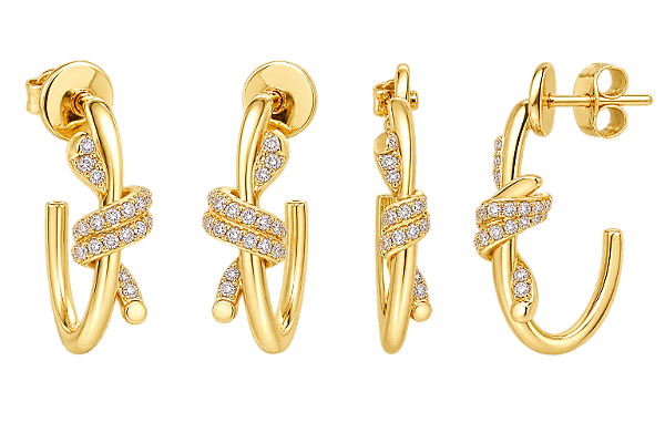 Brinco Argola com Laço Cravejado – Banho Ouro 18K