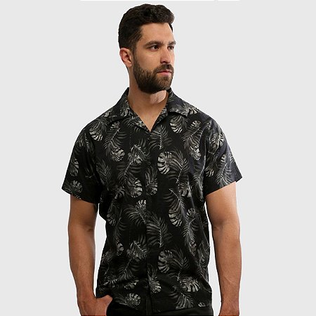 camisa botão estampada