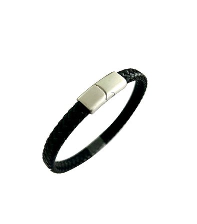 Pulseira Masculina Couro aço