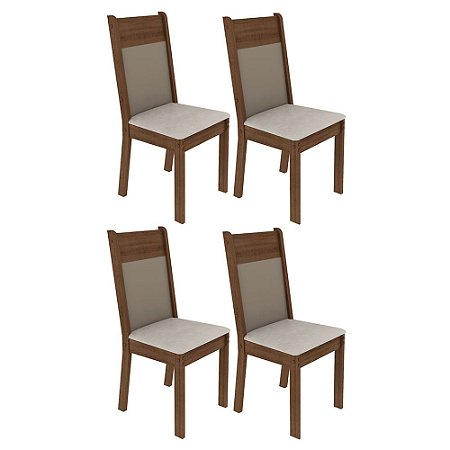 Kit 4 Cadeiras 4280  Rustic/Crema/Pérola