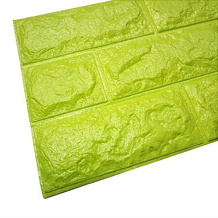 Adesivo de parede 3d com painel de tijolos 60cm x 15cm cor verde
