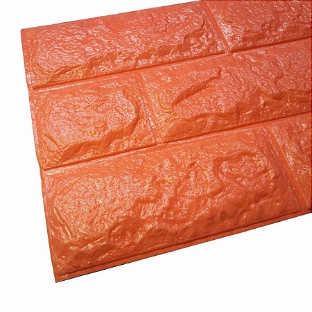 Adesivo de parede 3d com painel de tijolos 60cm x 15cm cor laranja